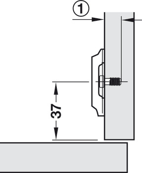 Križna montažna pločica, Häfele Duomatic A, čelik, predmontirani euro vijci