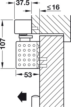 gornji zatvarač vrata, Dorma TS 93B GSR-EMR 2, u Contur dizajnu, s kliznim vodilicama, elektromehaničko uglavljivanje i ugrađena centrala za dojavu dima, Za dvokrilna vrata, EN 2-5