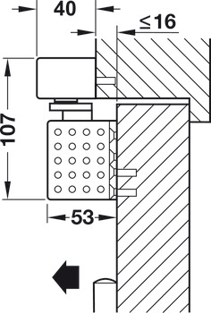 gornji zatvarač vrata, Dorma TS 93 B EMR u Contur dizajnu, s kliznom vodilicom, elektromehaničkim uglavljivanjem i ugrađenim dojavljivačem dima, EN 2-5