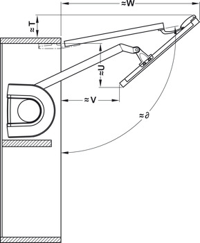 podizni okov, Häfele E-Senso (električan), za dvodijelna otklopna vrata s podjelom 1:1
