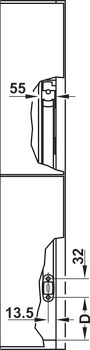 podizni okov, Häfele E-Senso (električan), za dvodijelna otklopna vrata s podjelom 1:1
