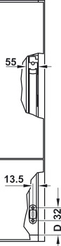 podizni okov, Häfele E-Senso+ (električan), za dvodijelna otklopna vrata s podjelom 2:1