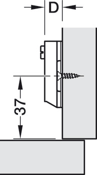 Križna montažna pločica, Häfele Metalla 310 A, s tehnikom navlačenja, podešavanje visine ±2 mm putem uzdužne rupe, s predmontiranim euro vijcima