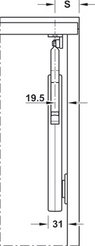 okov za podizno-preklopna vrata, Free flap H 1.5, pojedinačni dio podupirača otklopnih vrata, izvedba od potpune plastike