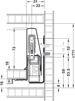 Garnitura ladice, Häfele Matrix Box P50, visina ladice 92 mm, nosivost 50 kg, s mekim zatvaranjem s opcijom otvaranja pritiskom (Push-to-Open)