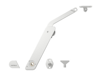 podizni okov, Häfele Free flap H 1.5 – izvedba od potpune plastike, jednodijelni komplet za jednostranu primjenu