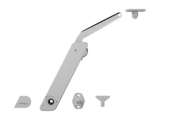 podizni okov, Häfele Free flap H 1.5 – plastika s metalnom nosivom rukom, jednodijelni komplet za jednostranu primjenu