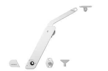 podizni okov, Häfele Free flap H 1.5 – izvedba od potpune plastike, jednodijelni komplet za jednostranu primjenu
