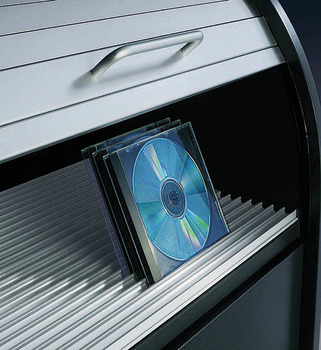Sistem shranjevanja CD-jev/DVD-jev, Alu roč-letev, eloksiran v srebrni barvi