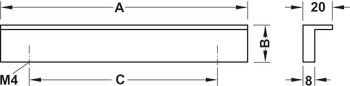 Pohištveni ročaj, Ročaj kot prečka iz aluminija, z L-profilom