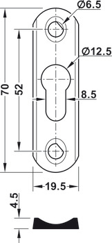 plošča lečaste oblike, za strojno vstavljanje, z 1 ovalno odprtino