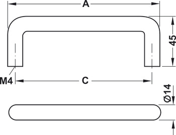 Pohištveni ročaj, Ročaj s podnožjem iz legiranega jekla, izdelan po meri