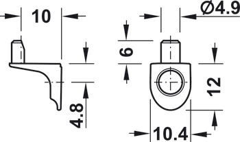 nosilec polic, za privijanje v premer izvrtine 3 ali 5 mm, cinkov liv