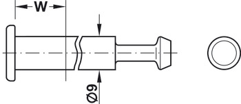 sornik z zaključno kapico, Sistem Häfele Maxifix, izvrtina za zatič 8,4 mm