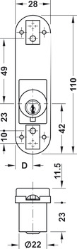 Ključavnica s potisno palico, s cilindričnim vložkom s klini, GK-/GGK-načrt zaklepanja po naročilu