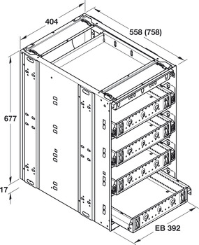 jekleni kontejner, Häfele Quick-Kit-600, razdelitev po višini 1–3–3–3–3
