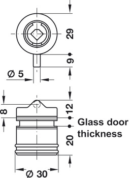 ključavnica za zasučna steklena vrata, Häfele Symo, za vijačenje