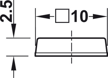 odbojnik prislona, DB100, samolepilni, kvadratno, 10 x 10 mm, višina 2,5 mm