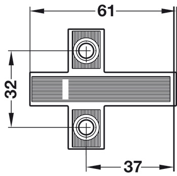 križna priključna ploščica, za blažilec zapiranja vrat Smove, s pripomočkom za pozicioniranje