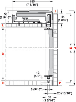 Okovje za drsna vrata, Finetta Flatfront S/OS 20 FB, ploska vgradnja, Standardna garnitura