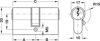 profilni dvojni cilinder, medenina, Startec, z obojestransko dostopnostjo, tudi če je ključ na drugi strani v cilindru