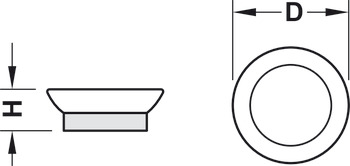 drsnik za pohištvo, okrogel, za potiskanje, Ø 20-25 mm