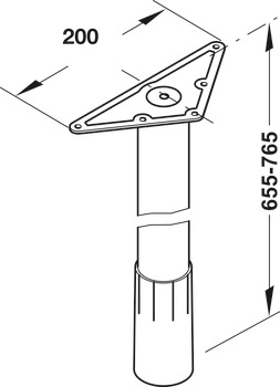 noga za mize, okrogla/ravna, s ploščo za privijačenje, Häfele Idea 300