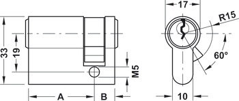 polovični cilinder, zaščiteno enojno zaklepanje, Helius, BKS