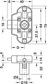 Ključavnica z vrtljivo palico, Komplet set Piccolo-Nova, razdalja odmika trna od čelnice 25 mm
