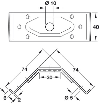 okovje za spajanje okvirjev miz z nogami, višina 40 mm
