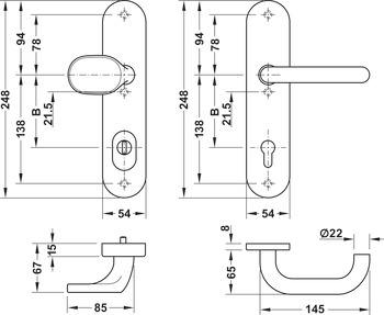 garnitura kljuk za vrata, Aluminij, Startec, model SDH 2112 ES1 (razred zaščite 2)