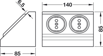 element z vtičnicami, element z vtičnicama, 2-delna šuko vtičnica, 230 V