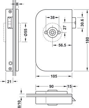 Ključavnica UV za steklena vrata, GHP 103, Startec