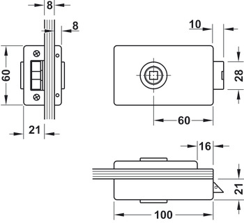ključavnica UV za steklena vrata, GHR 302 in 303, Startec