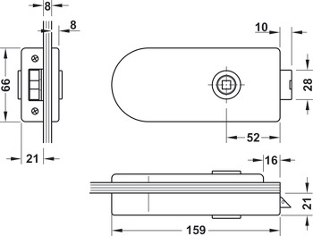 Ključavnica UV za steklena vrata, GHR 102 in 103, Startec