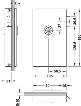 Ključavnica UV za steklena vrata, GHP 203, Startec