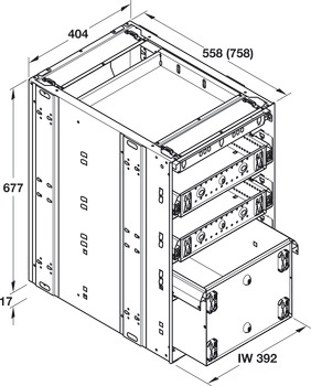 jekleni kontejner, Häfele Quick-Kit-600, razdelitev po višini 1–3–3–6