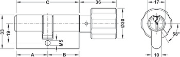 cilindrični vložek z gumbom, Sistem generalnega glavnega ključa, profilni cilinder, medenina