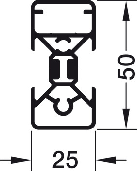 Set, Häfele Versatile, z 2-stransko zaprtim profilom, L montaža za regal za nadgradnjo