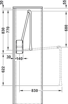 garderobni dvižni mehanizem, 2004, za montažo na stranico, nosilnost 10 kg
