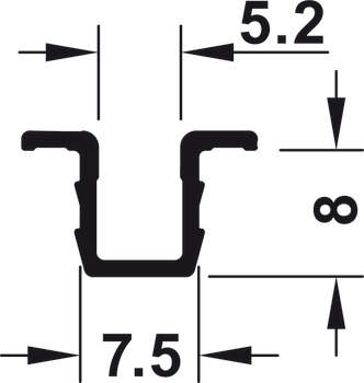 Tekalna tirnica/tirnica za vodenje, Häfele Slido F-Line19 20A