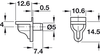 nosilec polic, za vtikanje v premer izvrtine 3 mm, umetna masa z jeklenim zatičem