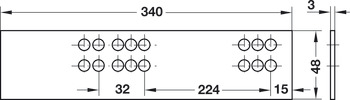 distančna letev, za izenačitev širine pri 19-mm do 16-mm stranicah pohištvenega elementa