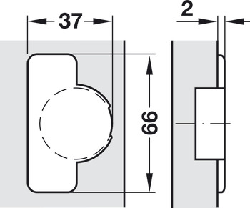 odmična spona, Häfele Duomatic 94°, za debela vrata in profilirana vrata do 35 mm, notranji pripir