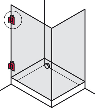 tečaj za vrata prhe, za povezavo stekla s steno
