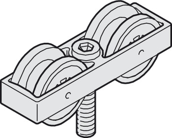 tekalni mehanizem z 2 kolescema, obesni vijak M14