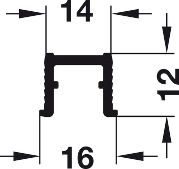 enojna vodilna tirnica, izvrtana, 16 x 13 mm (Š x V)