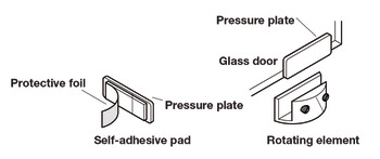 spona za steklena vrata, kot odpiranja 95°, notranji pripir