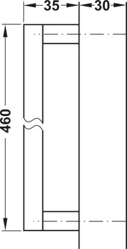 Pohištveni ročaj, ročaj s podstavkom, za okovje za drsna vrata Häfele Slido R-Aluflex 80