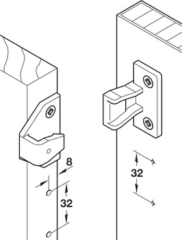 Element za montažo na podboj – nasadni tečaj za montažo v izvrtino, Häfele Keku ASR